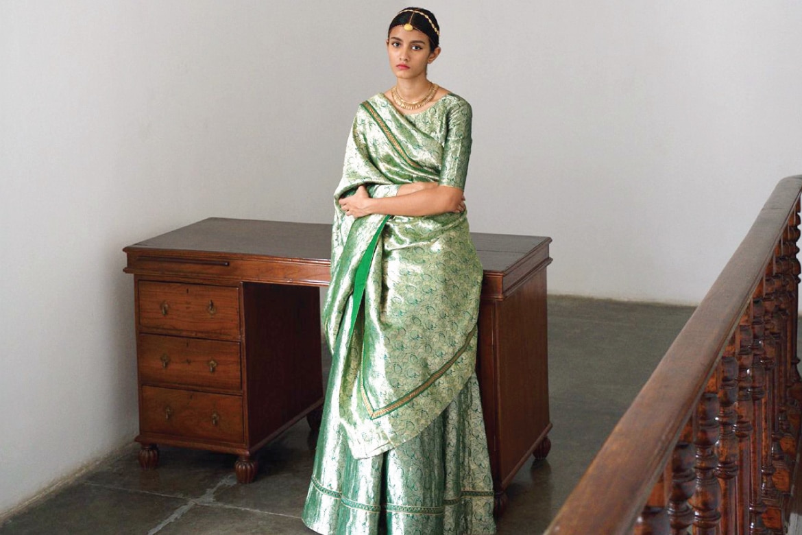 Raw Mango benarasi lehenga