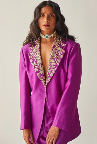 purple oversized blazer