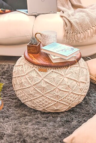 Off-White Hand Knitted Pouffe