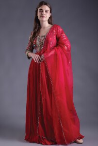 Embroidered Anarkali Set