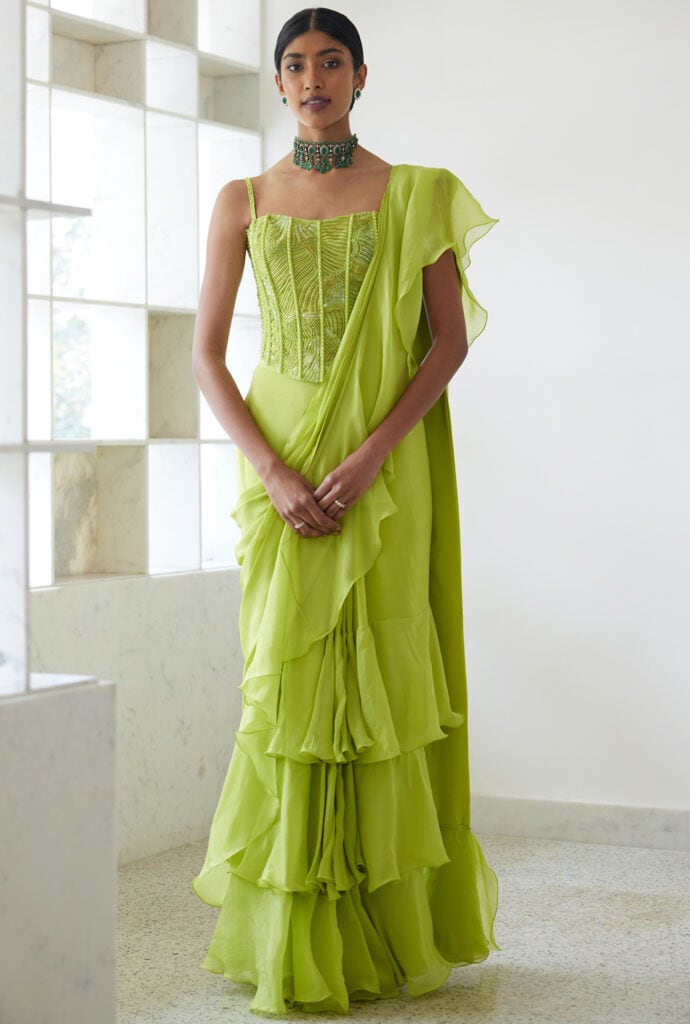 Ruffle Draped Sarees