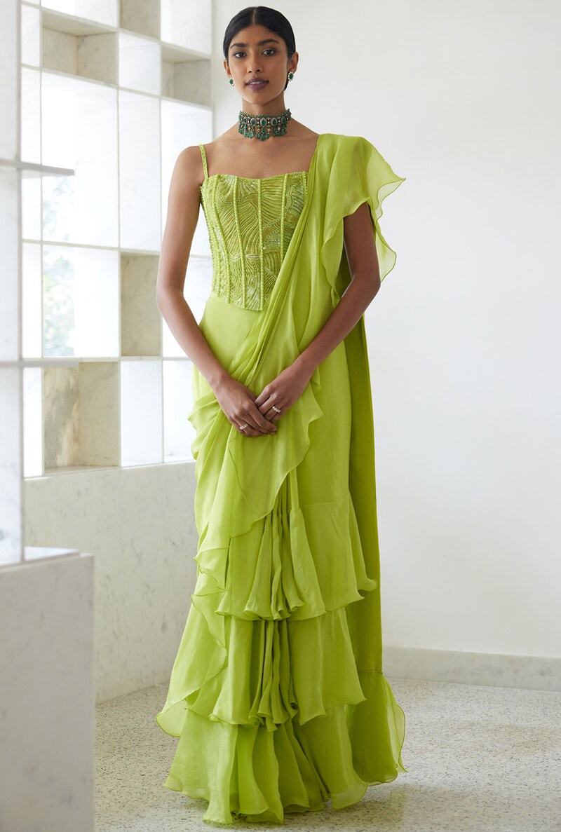 Ruffle Draped Sarees