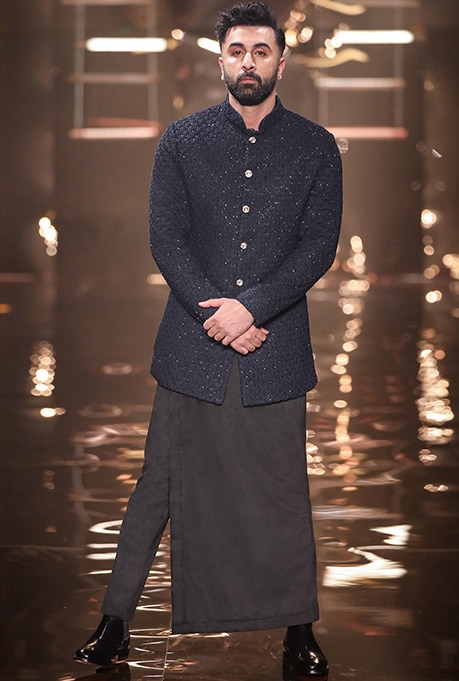 Black bandhgala sherwani hotsell