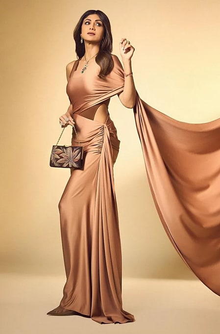 Shilpa Shetty in Brown Saree
