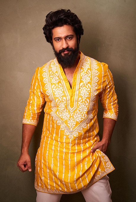 Vicky Kaushal Yellow Printed Kurta