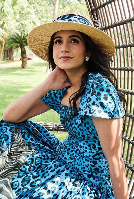 Radhika Merchant in a leopard printed dress