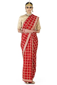 Red Silk Brocade Saree