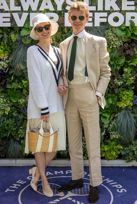Talulah Riley and Thomas Brodie Sangster at Wimbledon 2024
