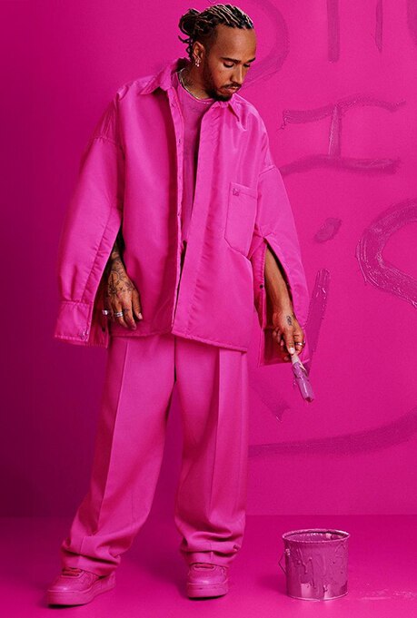 Lewis Hamilton in Valentino Pink PP Collection 