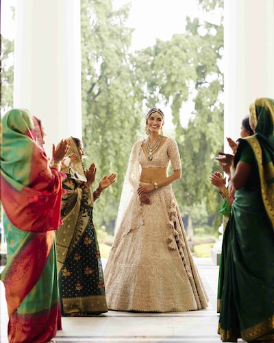 Anushree Reddy ivory bridal lehenga