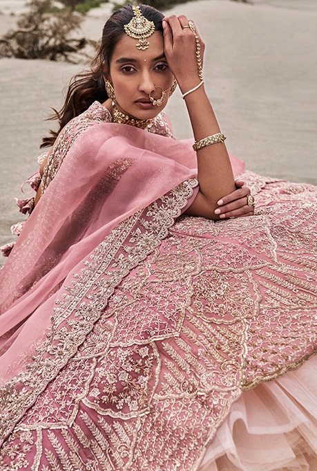 Anushree Reddy - Candy Pink Embroidered Lehenga Set