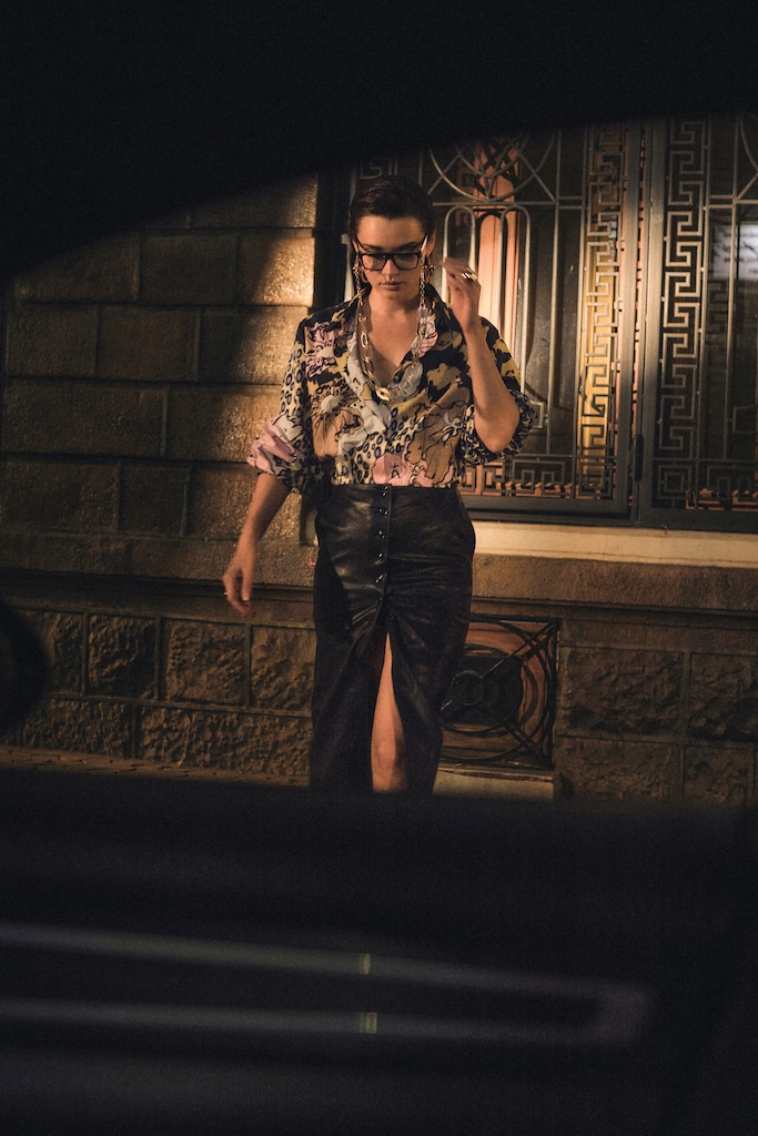 Shirt by Kanika Goyal -  Bag by Papa Don’t Preach by Shubhika -   Soft Lilac TPU Motif Embroidered Mini Bag