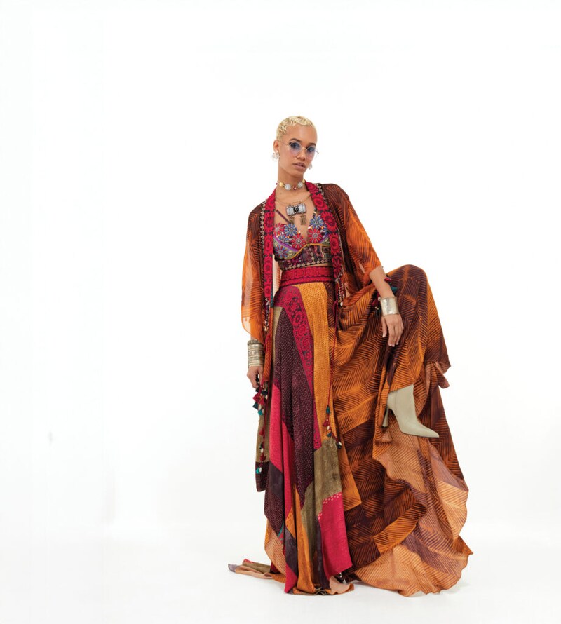 Aseem Kapoor - Multi-Colored Cotton Silk & Italian Crepe Jacket Set