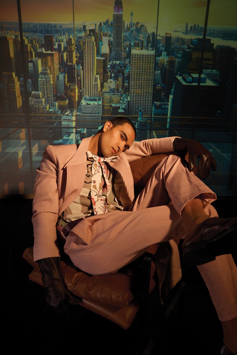 On Raghavendra: Shivan & Narresh (sweater vest), Amaaré (coat and trouser), Payal Singhal (tie).