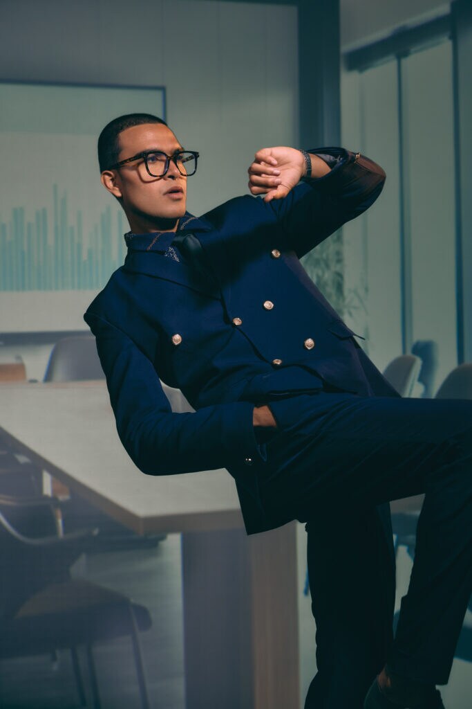 On Raghavendra: Emblaze (coat and trouser), Countrymade (shirt).