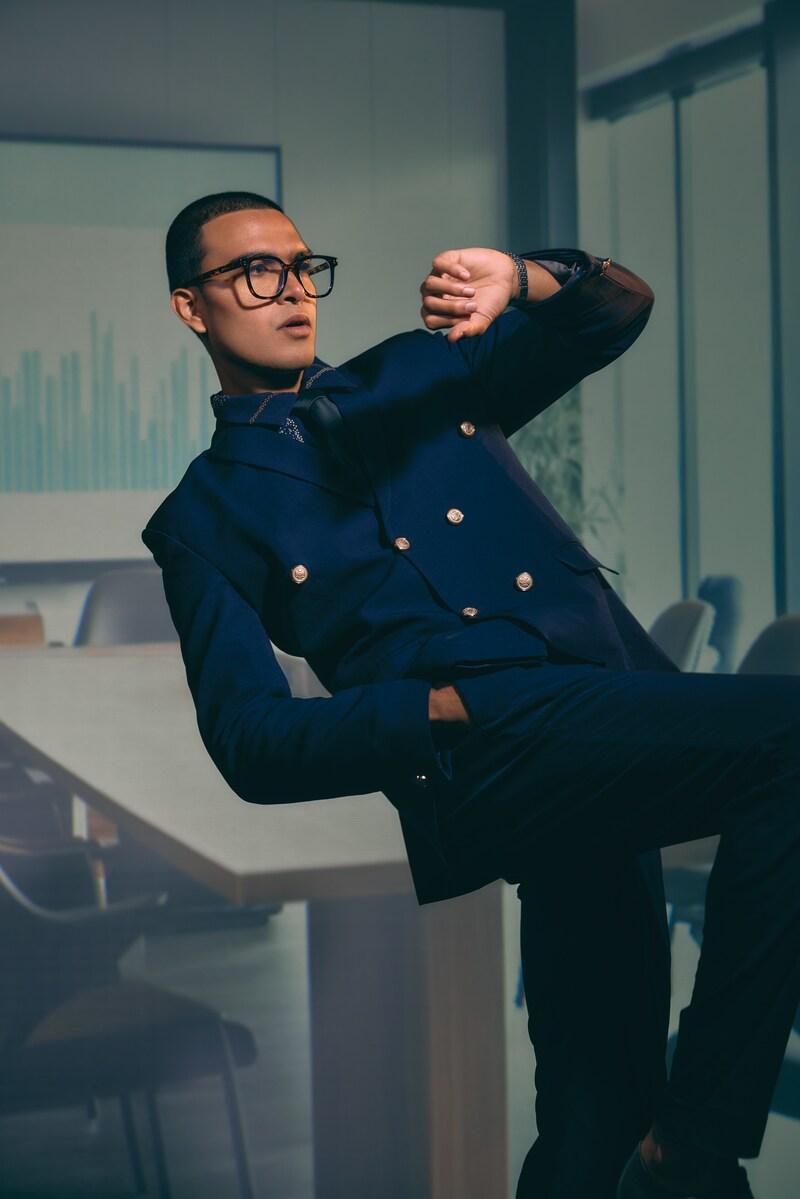 On Raghavendra: Emblaze (coat and trouser), Countrymade (shirt).