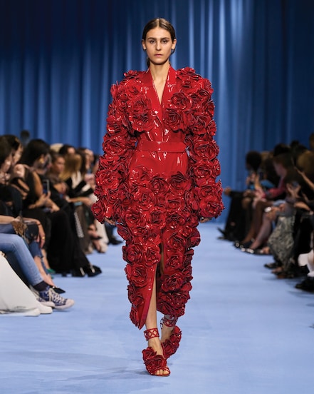 Model on the catwalk the Rahul Mishra Fashion show in Paris, Spring Summer 2023 Couture Fashion Week