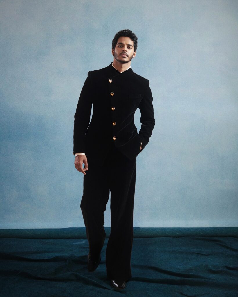 Asymmetrical Bandhgala Designed by Gaurav Gupta worn by Ishaan Khatter on Instagram