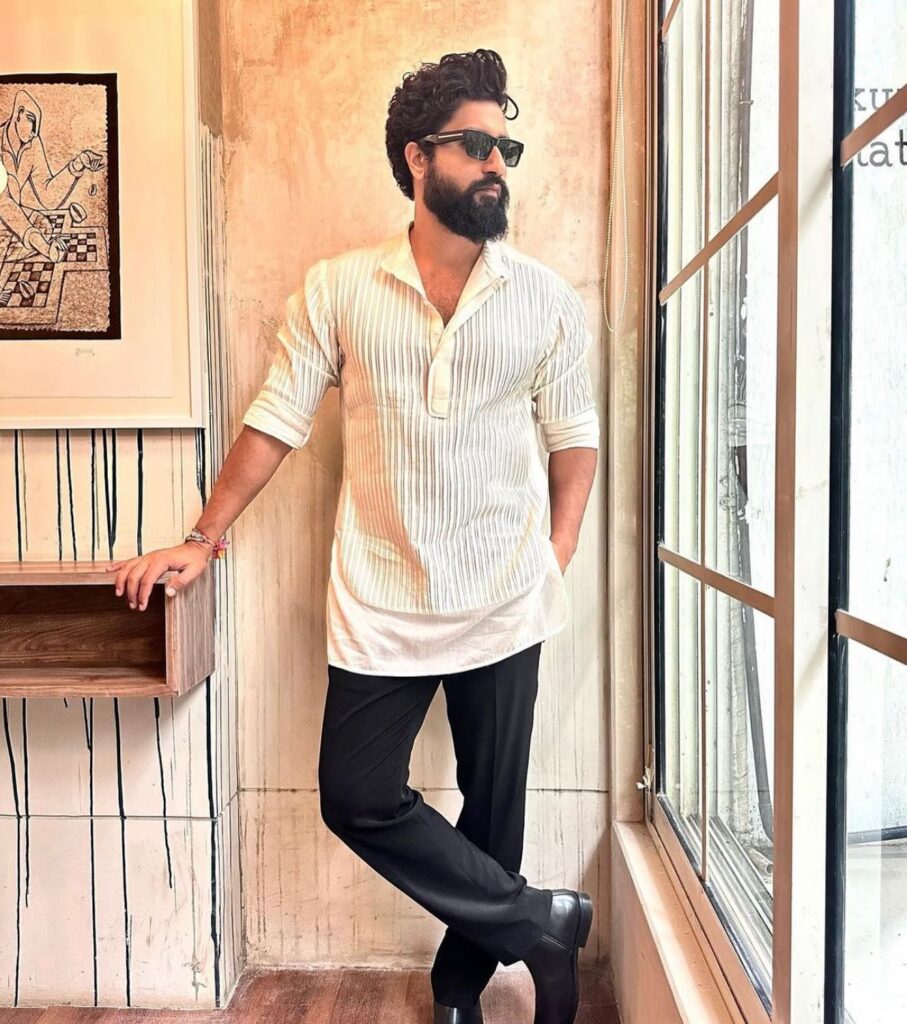 Short Kurta With Pair of Jeans Designed by AntarAgni worn by Vicky Kaushal