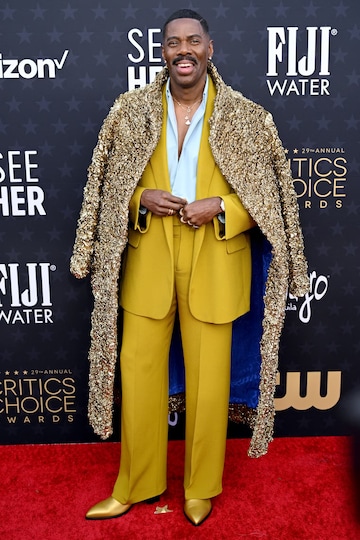In mustard yellow Valentino couture at the 2024 Critics’ Choice Awards.