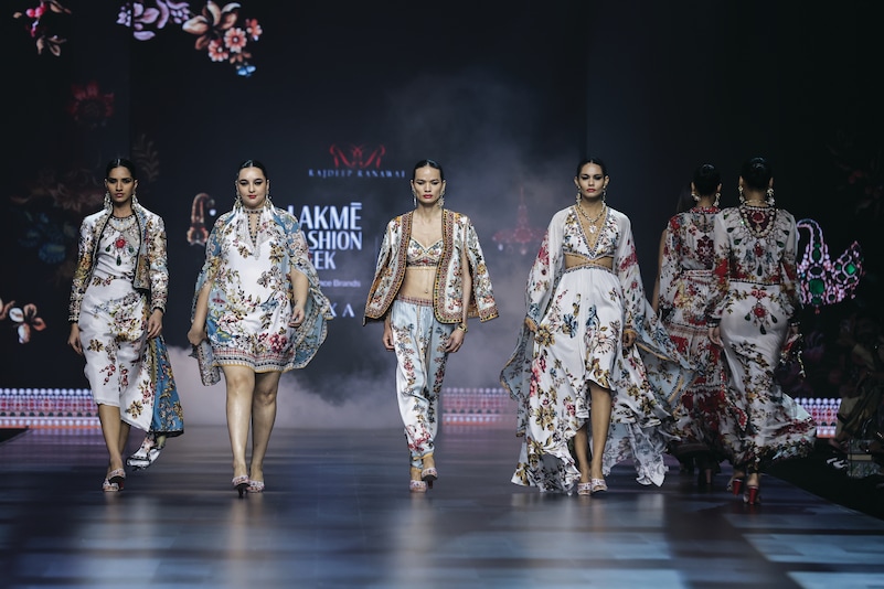 A model walks the ramp during ITRH RAJDEEP RANAWAT  at Lakmé Fashion Week 2024 at Jio World Convention centre  in Mumbai, India on 15th March 2024. Photo : Perfect Shadows / FDCI x Lakme Fashion Week / RISE Worldwide