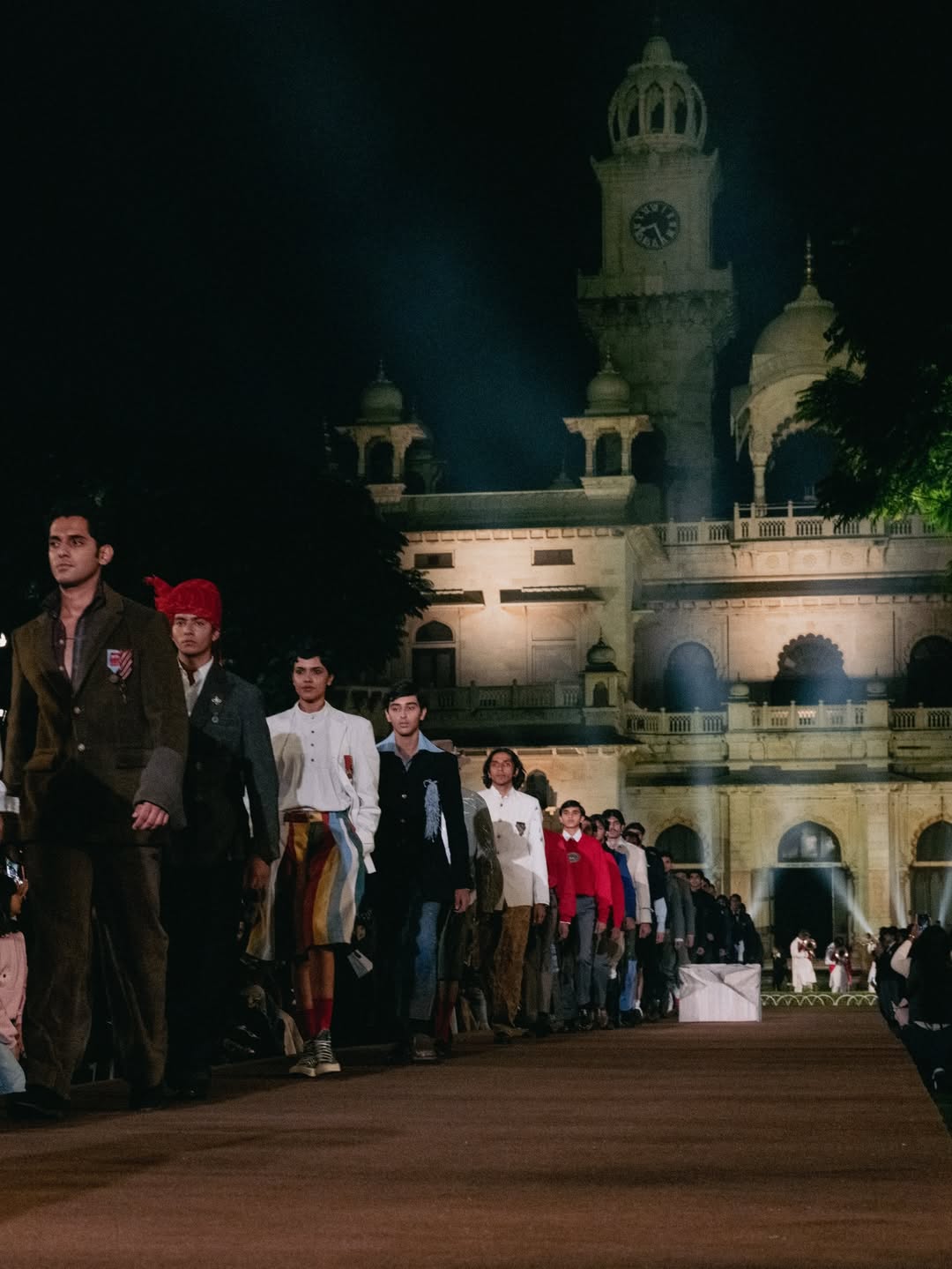 Close-up of fashion pieces made from worn linens, old curtains, discarded shirts, and pachranga tent scraps