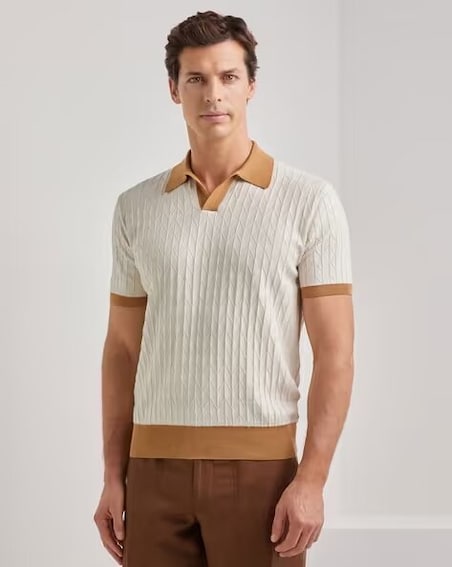 Canali Cotton Macro-Structured Texture Polo T-Shirt